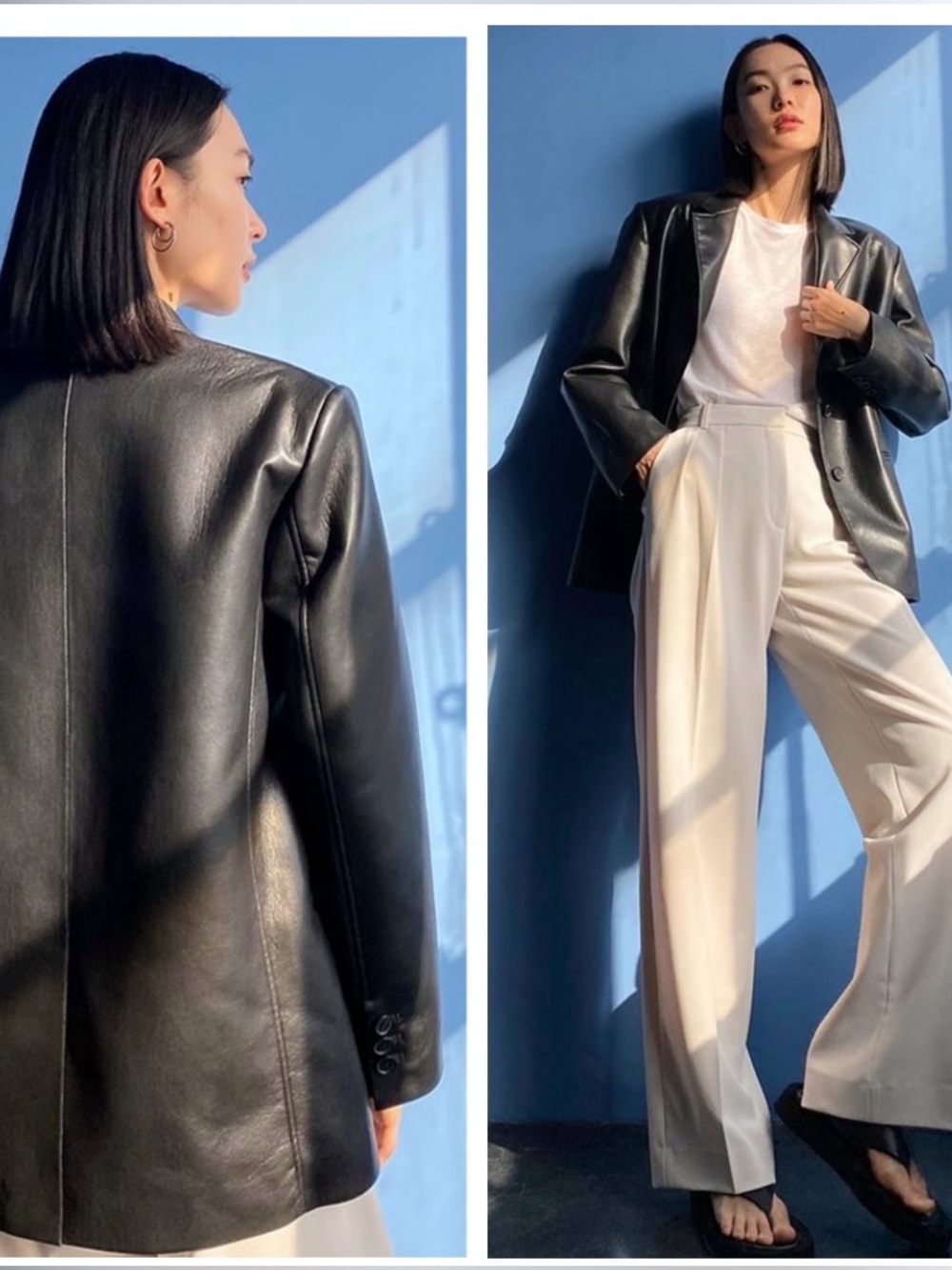 Aritzia Babaton Smith Single Breasted Faux Leather Oversized Black Blazer Jacket